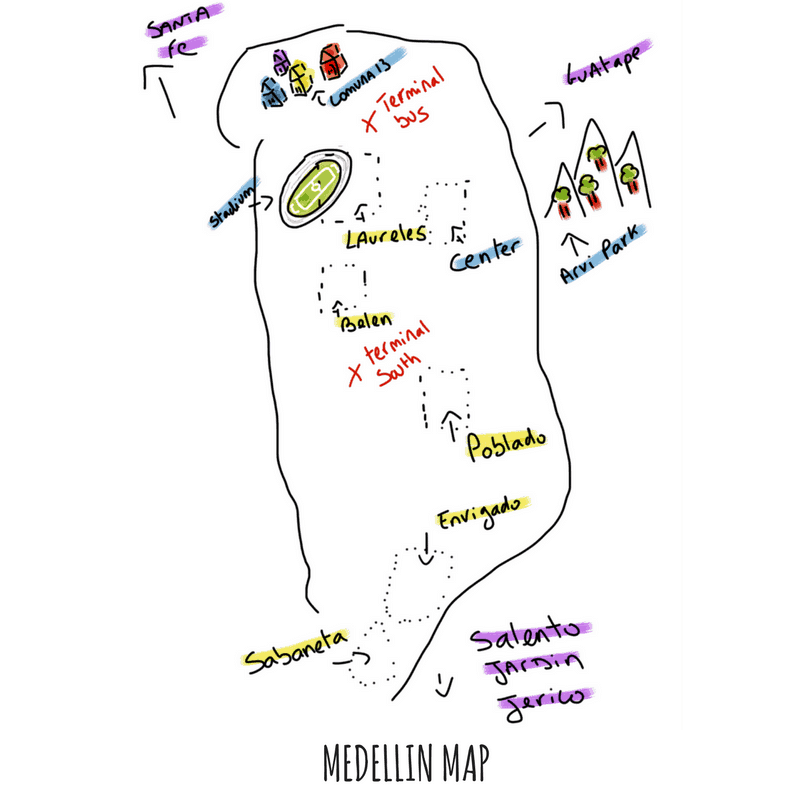 Map Where to stay in Medellin