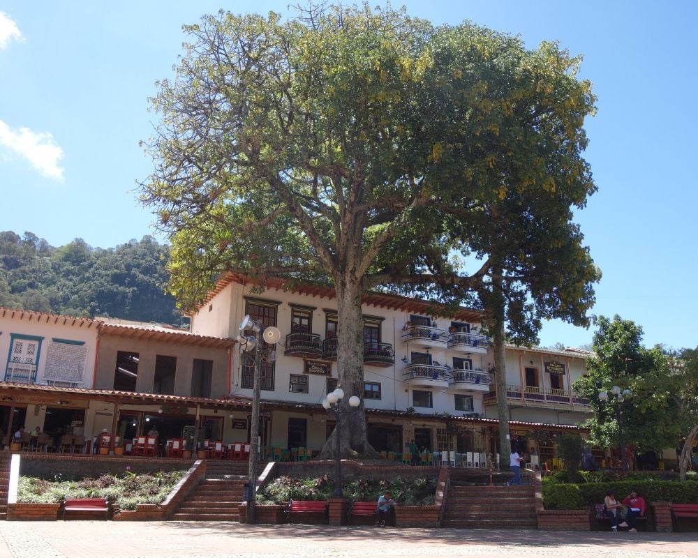 Jerico, main square with a giant tree. 1 week in Colombia itinerary